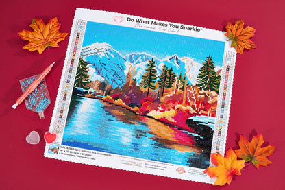 DIAMOND ART CLUB Autumn in Leavenworth Diamond Painting Kit, Fun DIY Crafts for Adults, Round Diamond Art Canvas, 14" x 13" (35.9 cm x 32.8 cm)