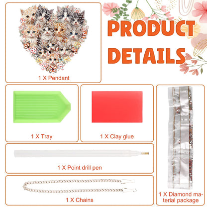 DOMROM Cat Diamond Art Hanging Kits for Adults Beginner, Special Shaped Crystal Diamond Painting Cat Pendant, DIY Diamond Art Suncatchers Animal for Home Garden Wall Decor Gift
