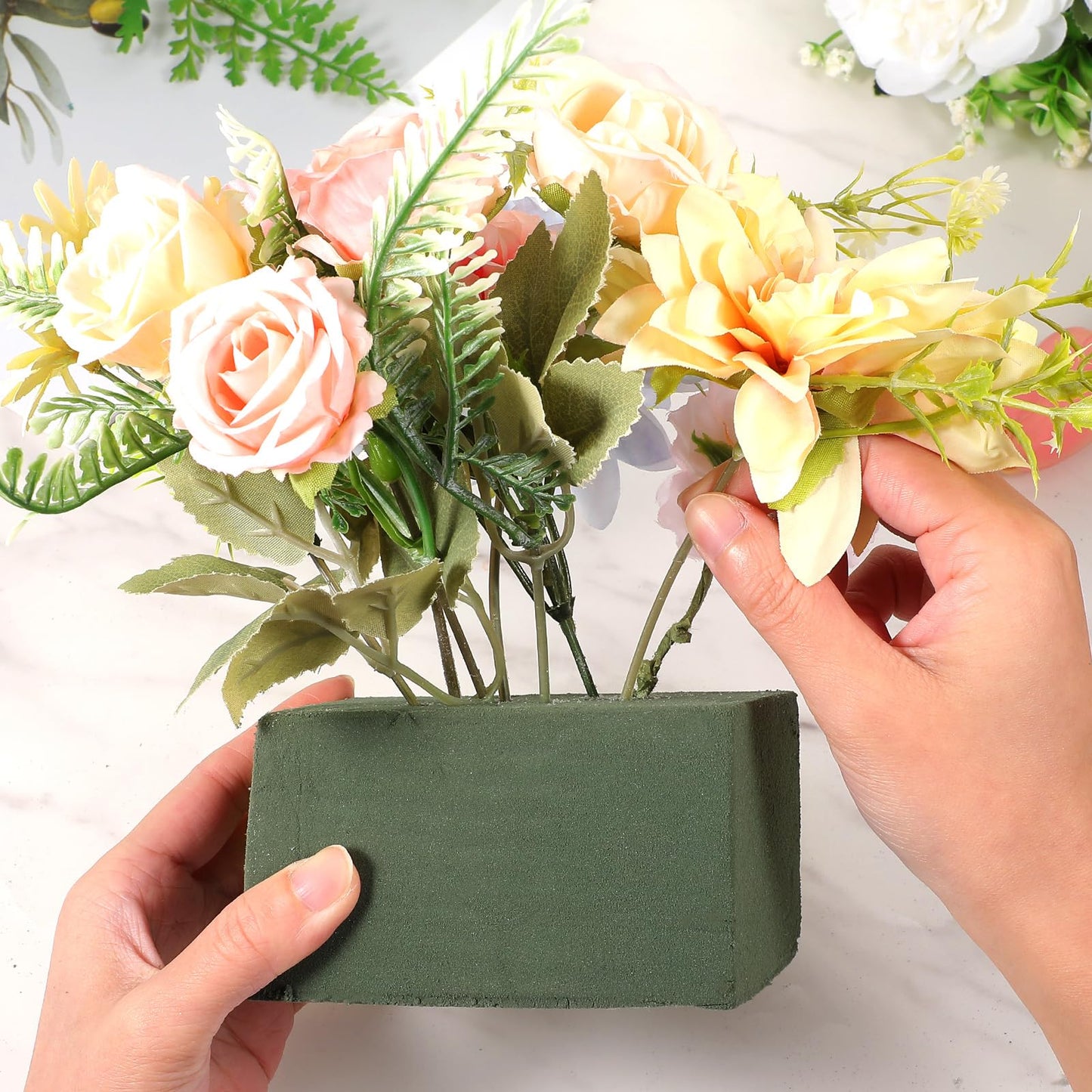 Ckhoid 6 Pcs Large Floral Foam Blocks for Fresh and Artificial Flowers Each (9" L x 4.1" W x 2.6" H) Wet and Dry Flower Foam for Wedding, Birthdays, Home and Garden Decorations (Green)