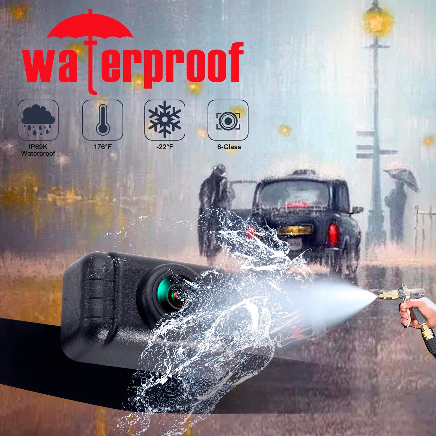 YIMU Backup Camera System with License Plate Backup Reverse Camera, Easy Installation, Plug & Play, DIY Guide Lines, 150° Wide Angle, Night Vision, IP69K Waterproof, Optional Dual Bracket K4302