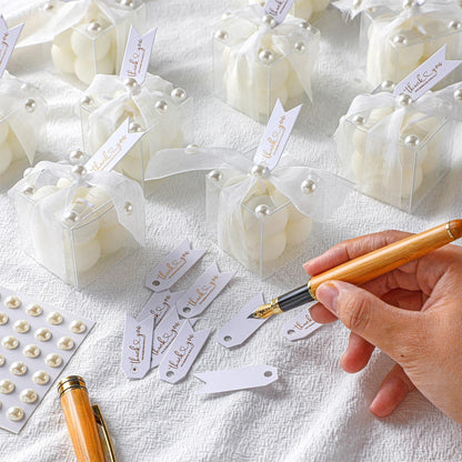 Nuanchu 30 Sets Bridal Shower Favors White 1.6" Mini Bubble Candles Wedding Favors Gifts for Guests Aesthetic Bubble Candles Baby Shower Favor with Thank You Card Ribbon for DIY Baptism Gift