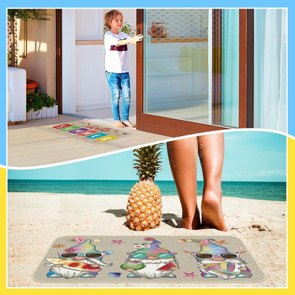 Zhanmai 3 Pcs Hello Summer Door Mat - 23 x 15 Inch, Gnome Decorative Doormat, Non-Slip, Rubber Outdoor Rugs for Summer