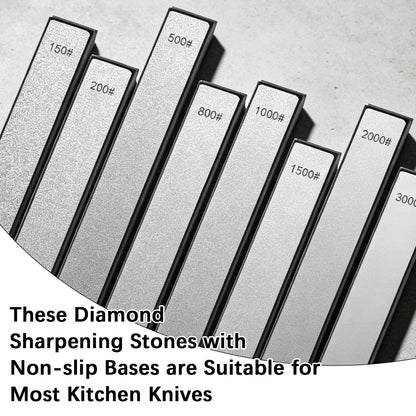 8 Pcs Diamond Knife Sharpening Stones, Knife Sharpener Fixed-Angle Kit, Professional Whetstone Set With Base 150/200/500/800/1000/1500/2000/3000 Grit