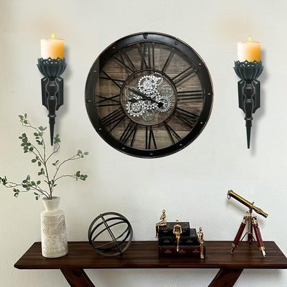 Birminwind Gothic Wall Candle Sconces Set of 2 - Black Wall Mounted Candle Holders - Halloween Decor for Indoor Living Room Bathroom