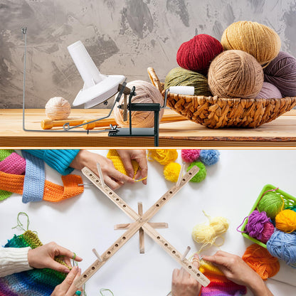 Lasnten Large Capacity Yarn Winder Swift Hand Operated Cake with Thread Cutter Scissor Wooden Yarn Swift for Crocheting Spinner Arts Crafts Knitting Accessories