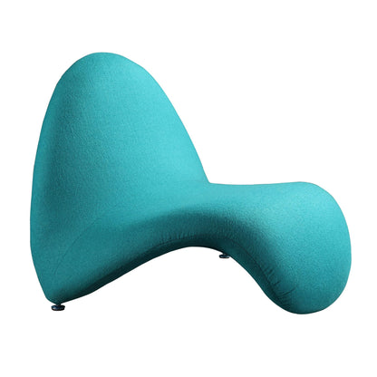 Manhattan Comfort MoMa Modern Abstract Lounge Accent Chair Sculptural Tongue Design, Wool Blend Upholstery, Metal Frame with Geometric Legs, Fully Assembled, Set of 1, Teal