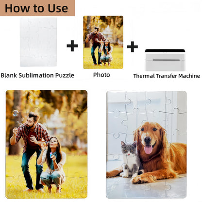 Tlence 24 Sets Blank Sublimation Puzzle, A5 Size 20 Pieces White Jigsaw Puzzles, Heat Press Thermal Transfer Puzzle Bulk, DIY Custom Printing Craft Arts for Handmade Supplies Party Decorating