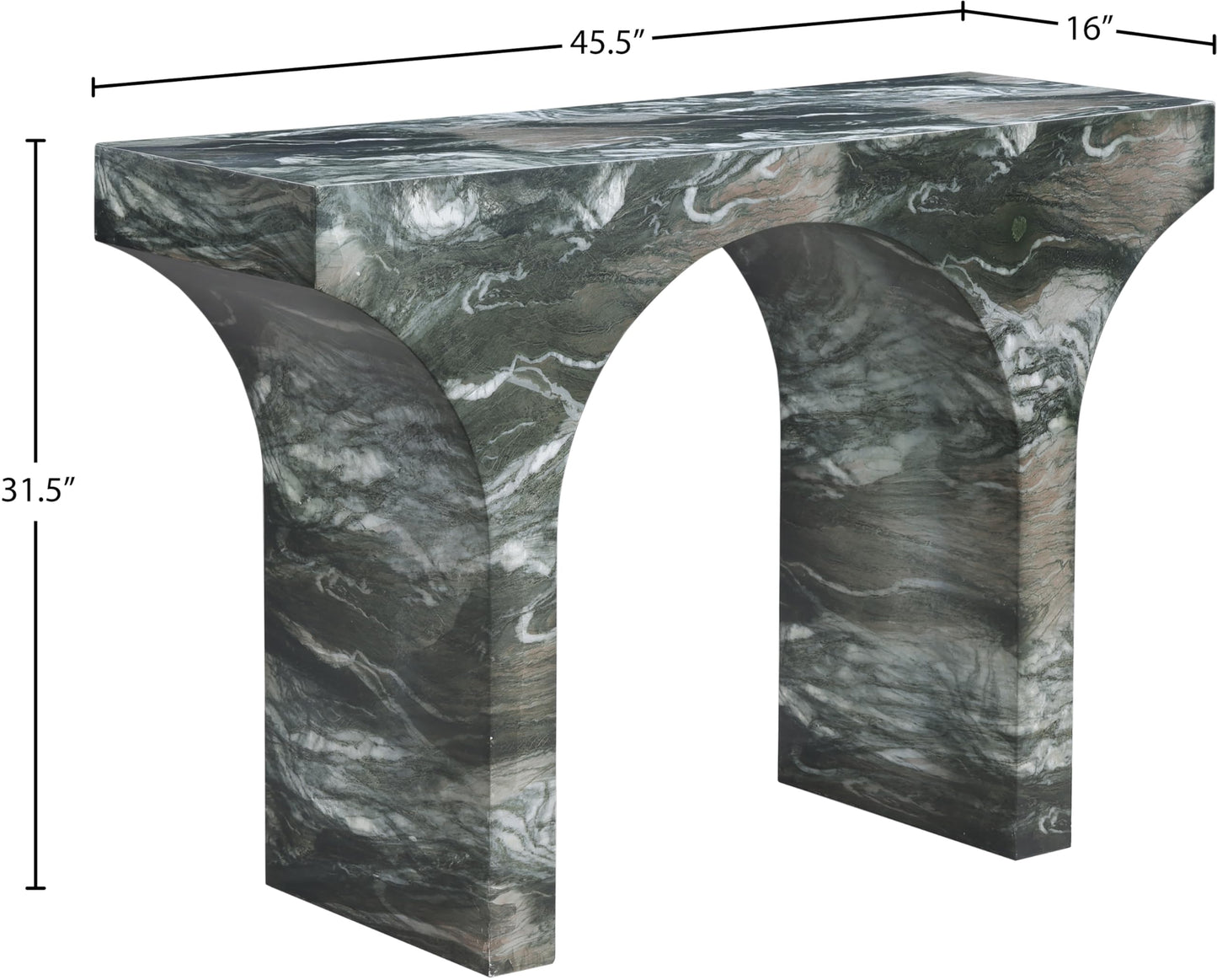 Meridian Furniture Pomezia Green Marble Finish Console Table
