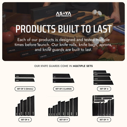 Asaya Professional Chef Knife Edge Guards – 9 Piece Knives Universal Covers - Extra Strength ABS Plastic and Food Safe Kitchen Knife Sheath Covers – Knives Not Included