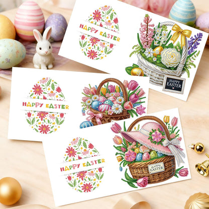 BAYUNOE 12Pcs Easter Greeting Card DIY Diamond Art Painting Greeting Cards Special Shaped Diamond Blessing Folding Card Kit Arts Crafts for Holiday Festival-01
