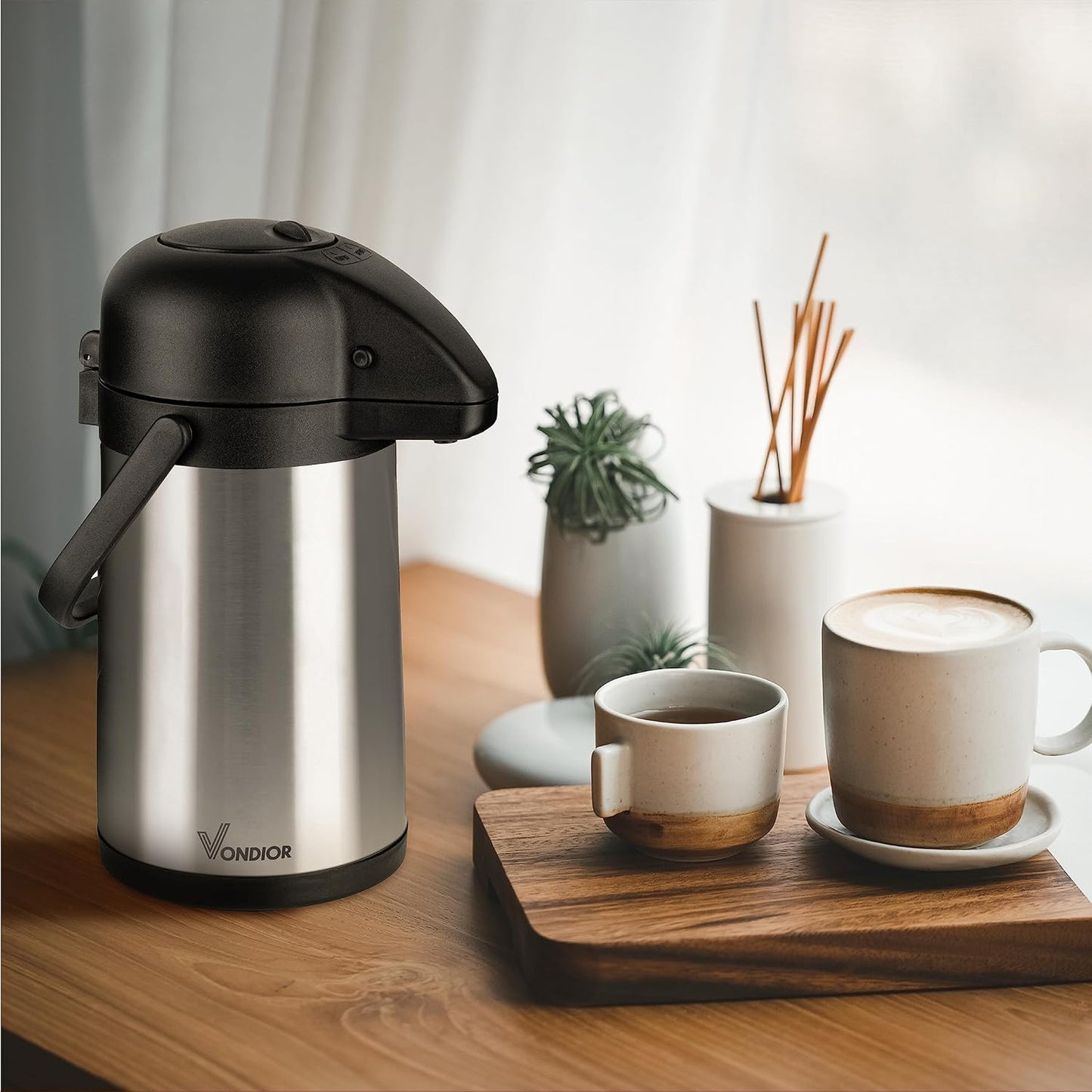 64 Oz Airpot Coffee Dispenser with Pump, Insulated Thermal Carafe, Stainless Steel Hot Beverage Dispenser