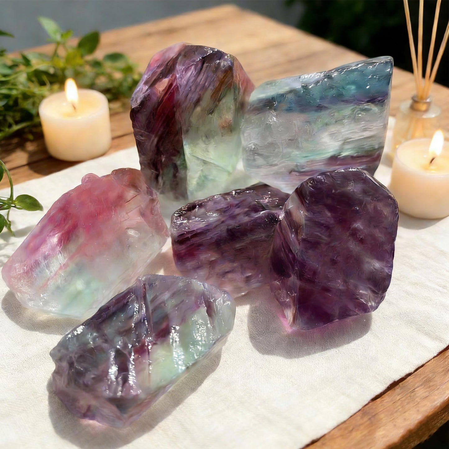KUKUBAGS 2 LBS Rough Rocks for Tumbling, Unpolished 1.2-2.5 Inch Rock Tumbler Stones, Raw Rainbow Fluorite Healing Stones for Wire Wrapping, Wicca Reiki, Meditation, Collection, Decoration