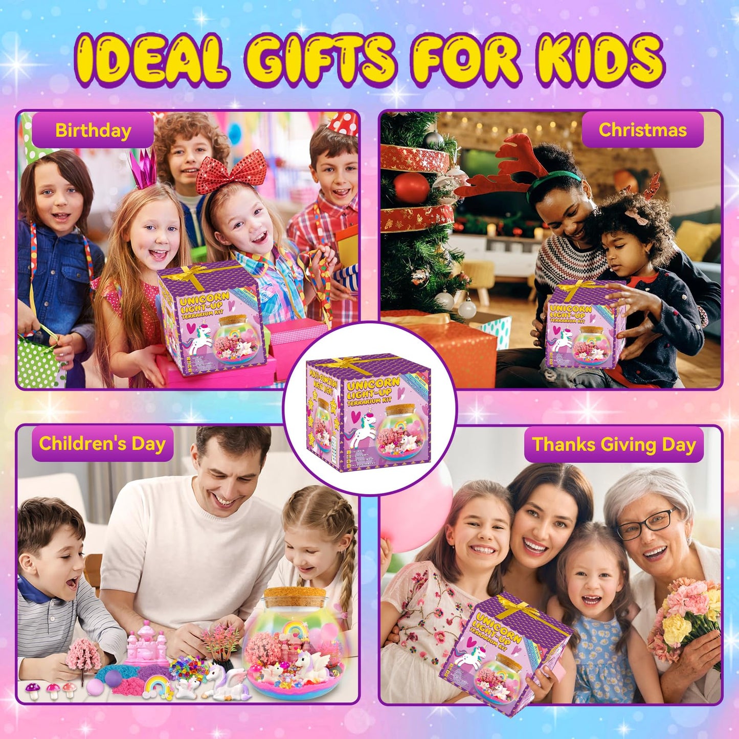 7july Unicorn Terrarium Crafts Kit for Kids-LED Night Light Up & Remote Unicorn Birthday Gifts Toys for Girls Ages5 6 7 8 9 10 Year Old-Christmas Gifts for Girls