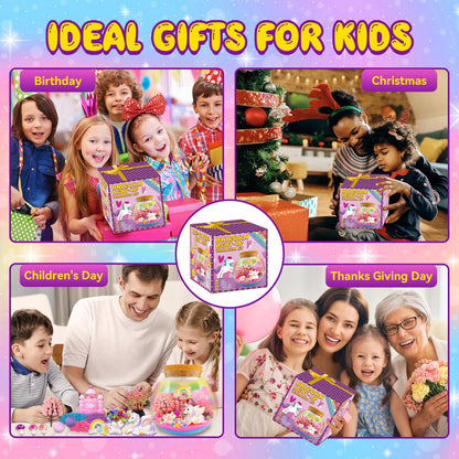 7july Unicorn Terrarium Crafts Kit for Kids-LED Night Light Up & Remote Unicorn Birthday Gifts Toys for Girls Ages5 6 7 8 9 10 Year Old-Christmas Gifts for Girls