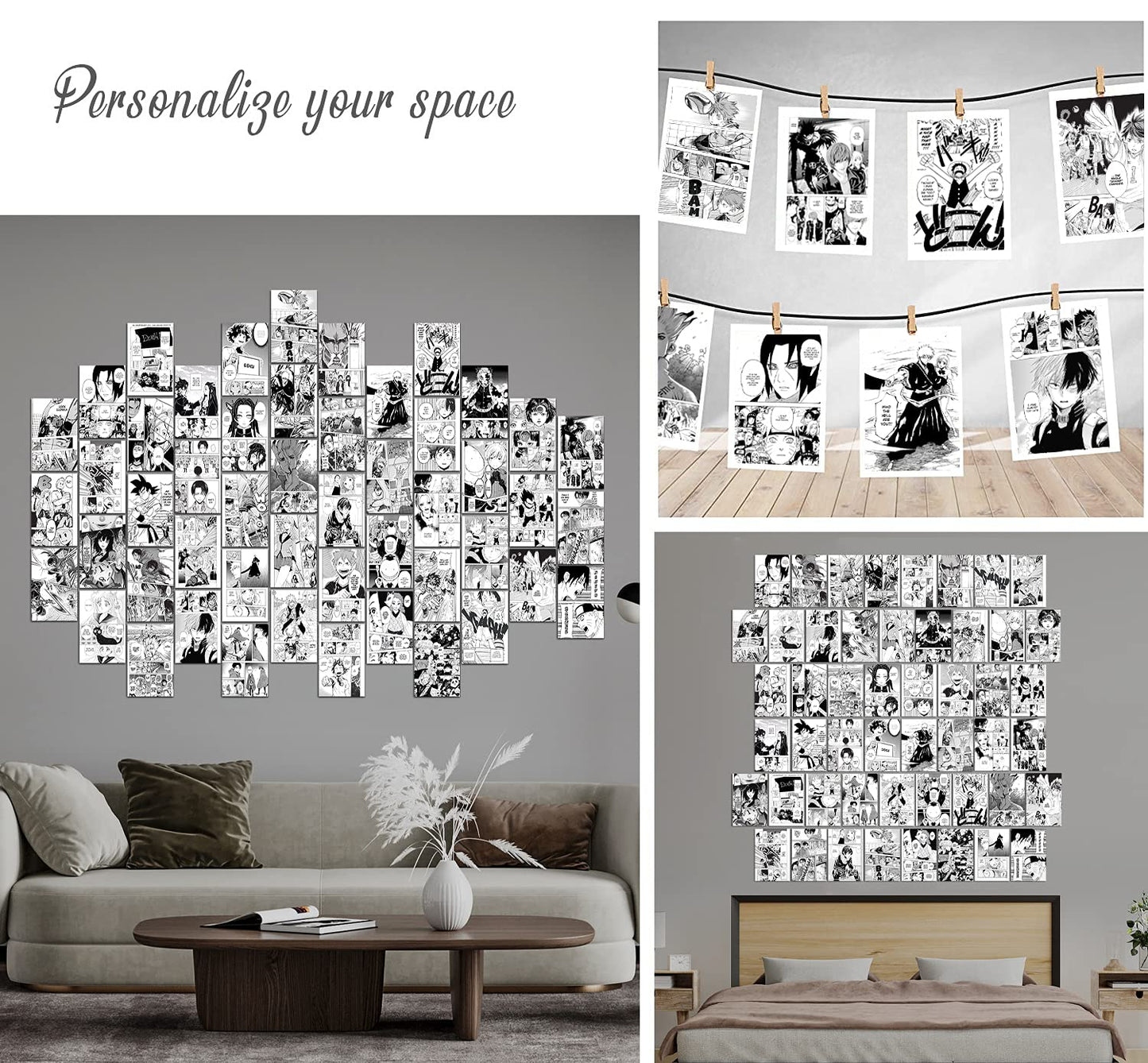 WOONKIT Anime Posters Pack - 50PCS 4X6 INCH MHA Anime Wall Collage Kit for Bedroom Wall, Dorm Decor, Teen Room Aesthetic