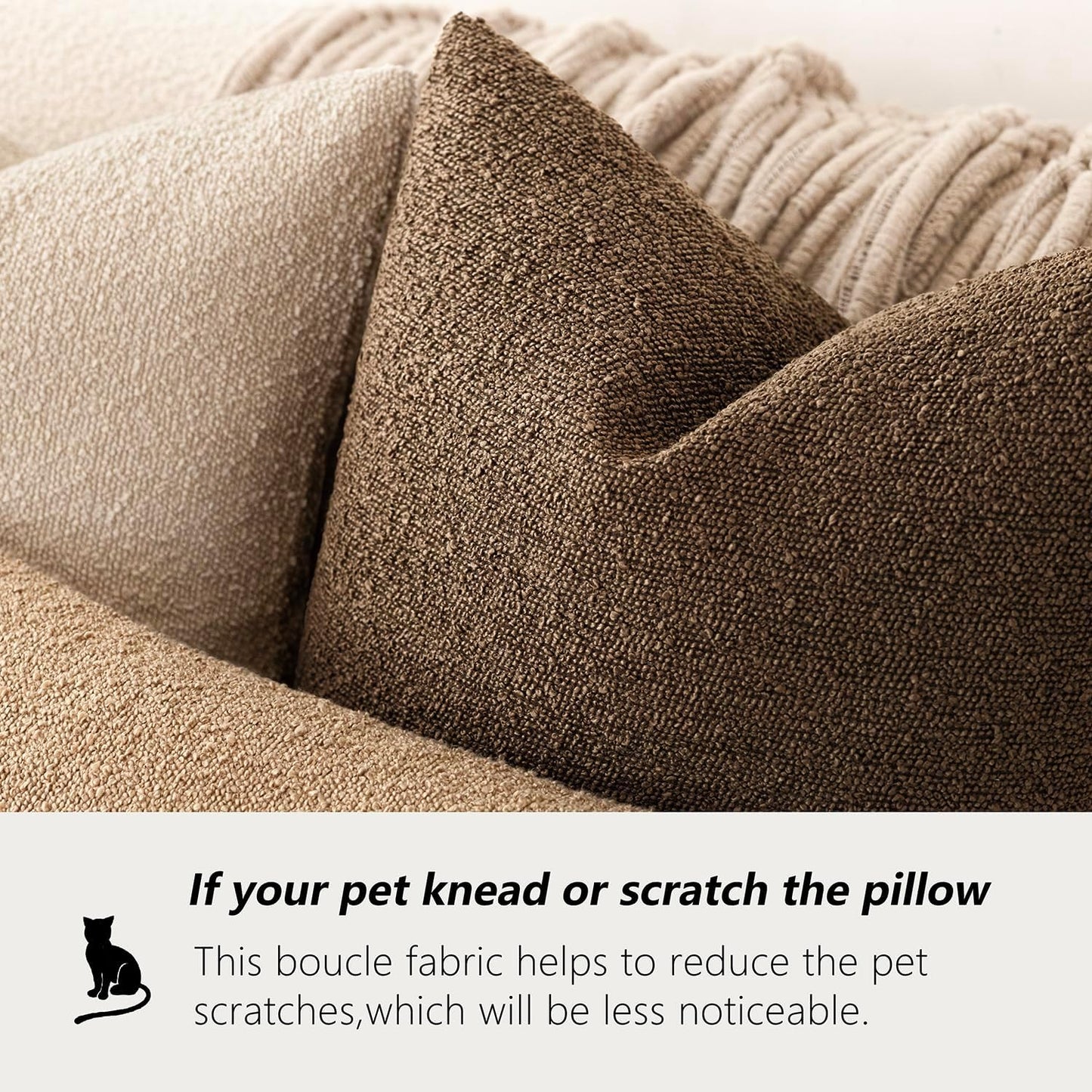 12x20 Inch,1PC,Chocolate Foindtower Decorative Textured Boucle Throw Pillow Covers Accent Solid Lumbar Pillow Cases