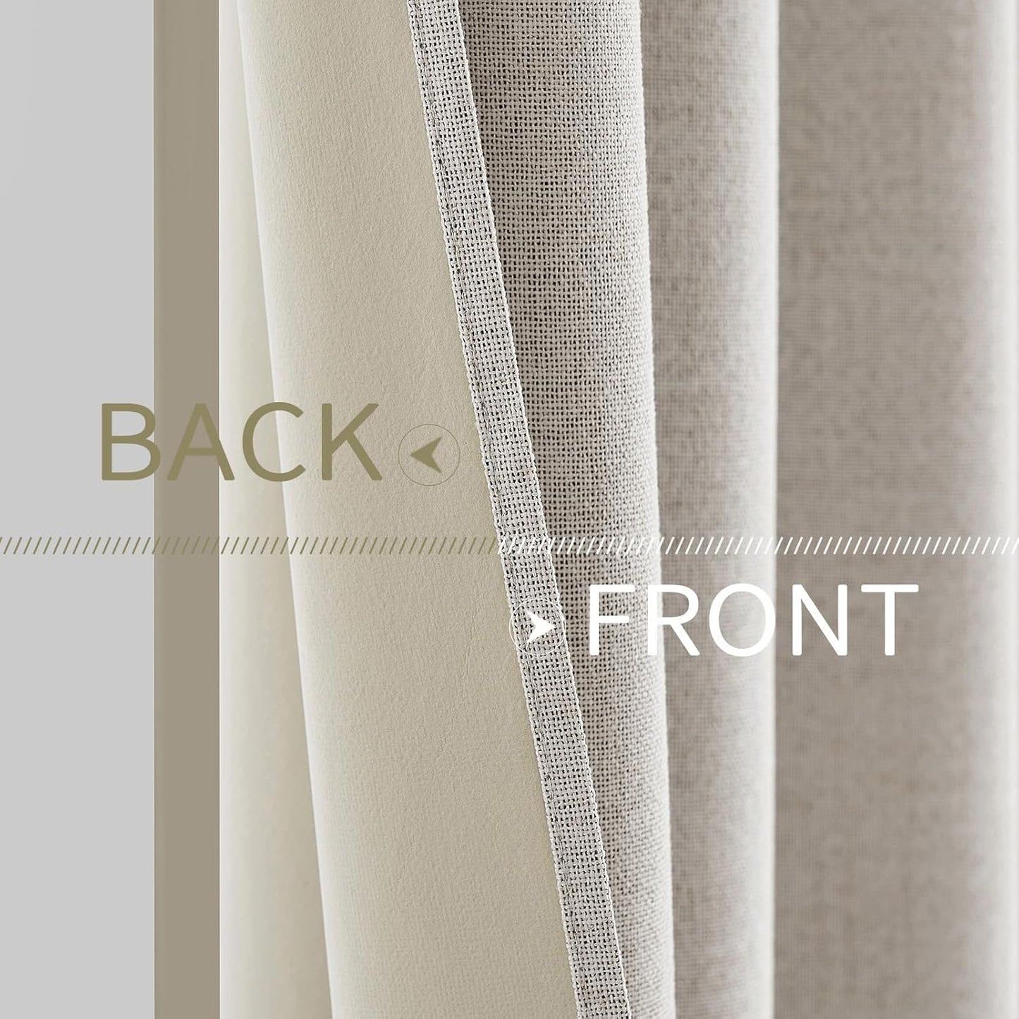 MIULEE 100% Blackout Linen Textured Curtains - Thermal Insulated Cream White Drapes | 52 x 108 Inch (2 Panels)