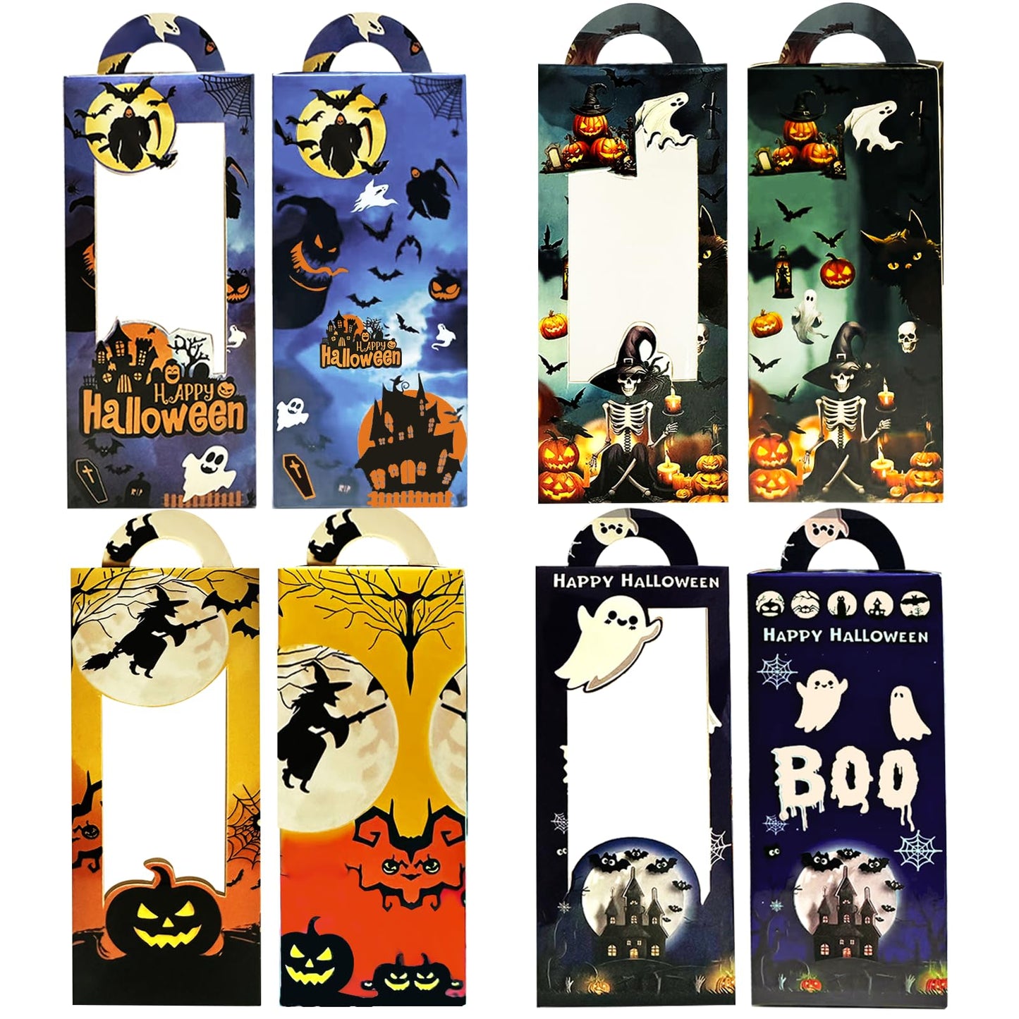 QZYCMHOO 24PCS Halloween Treat Boxes for Party Favors, Trick or Treat Candy Gift Bags, Halloween Snack Cookie Goodie Packaging Supplies
