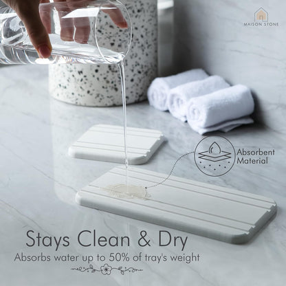 Multipurpose Bathroom Tray with Bonus Vanity Tray, Absorbent Countertop Tray for Perfume, Soap, and Kitchen Use