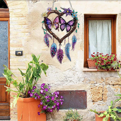 DIY Hanging Diamond Art Kits for Adults, butterfly Dream Catcher Diamond Painting Kits, Special Shaped Rhinestone, Acrylic 5D Gem Art Craft Window Pendants Home Garden Wall Hanging Ornament Kits