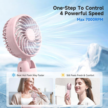 AMACOOL Portable Handheld Fan with Dual Motor, 12 Blades, Powerful 4 Speeds for Hot Flashes, Outdoor Activities