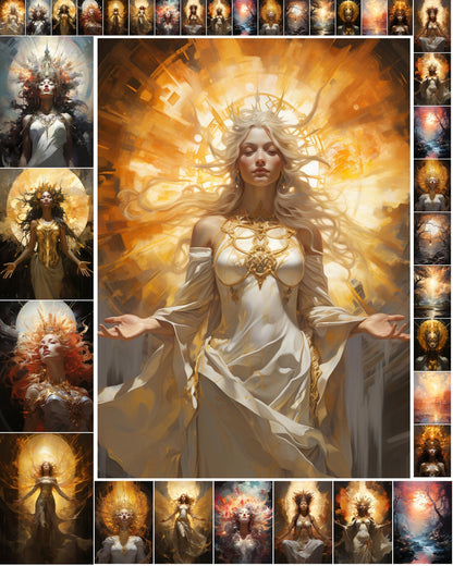 Decoupage Paper Pack (35 Sheets 6"x8") Gorgeous Women in Bright Sunlight Wearing Amazing Crowns FLONZ Vintage Illustration Pictures Cards for Decoupage, Craft and Scrapbooking