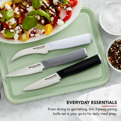 KitchenAid Paring Knife Set, Stainless Steel Kitchen Knife Set, Razor-Sharp Blades, 3 Piece, Multicolor