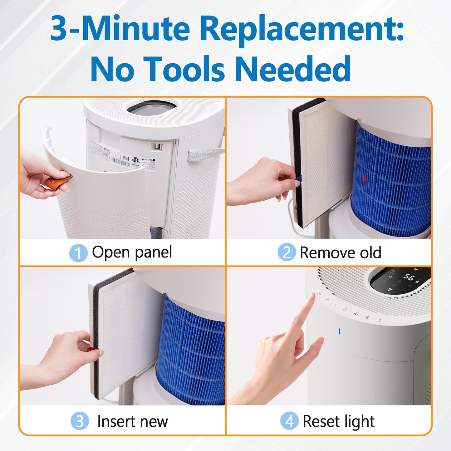 Harebery DH3i Replacement Filters Compatible with Blueair 2-in-1 Purify + Humidify | 3 Particle Filters + 1 Wick Filter