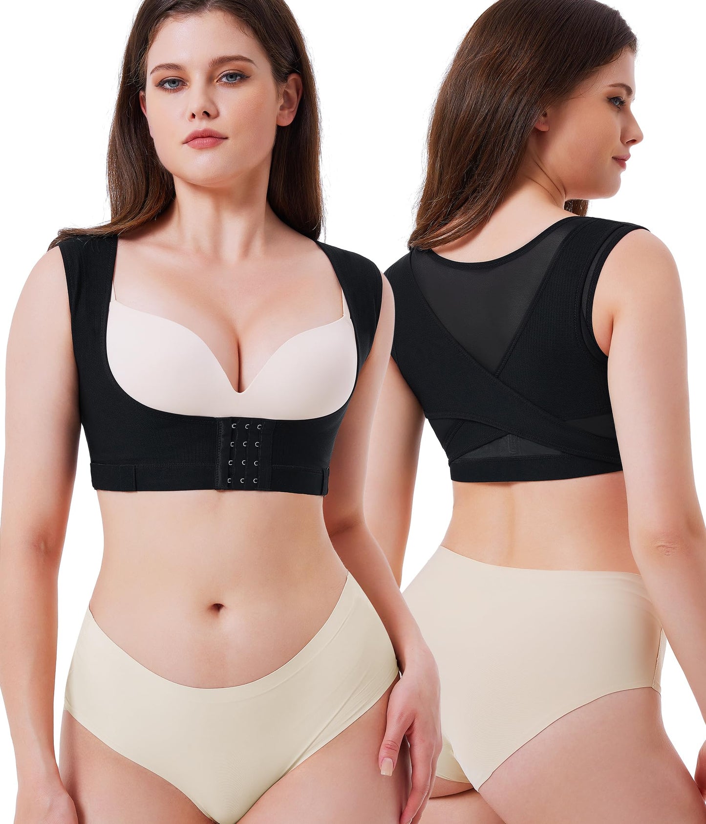URSEXYLY Upper Back Brace for Women Breathable Posture Corrector Posture Support Back Straightener Pain Relief(Black,L)