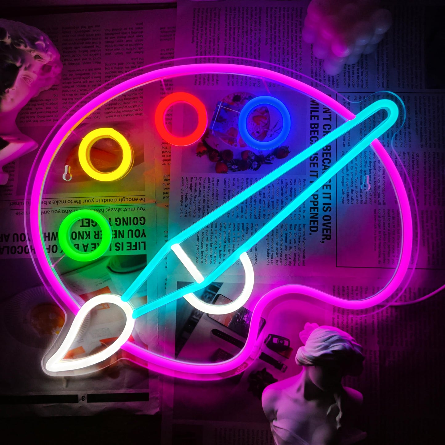 Paint Palette Neon Sign Dimmable Paint Pallet Neon Signs for Wall Decor Led Sign for Art Classroom Decor USB Powered Art Painting Light Up Sign