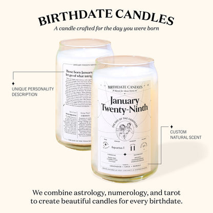 Birthdate Candles, January 10 - Capricorn Zodiac Scented Candles Birthday Gift - Sage, Frankincense & Oakmoss Scent - All-Natural Soy & Coconut Wax, 60-80 Hour Burn Time - Made in USA