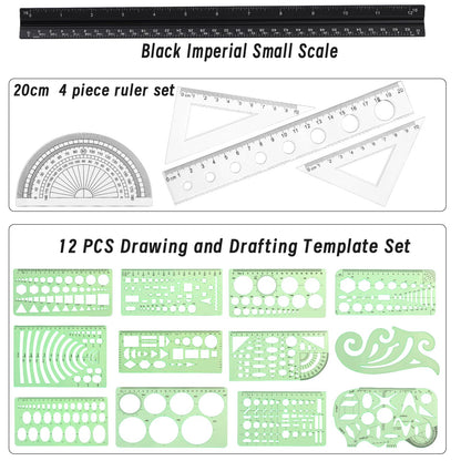 18 Pcs Geometric Drawings Templates, Drawing Stencils, Drawings Tools, Stencils for Drawing, Drafting Stencil with a Storage Bag for Architecture, Studying, Office, Designing
