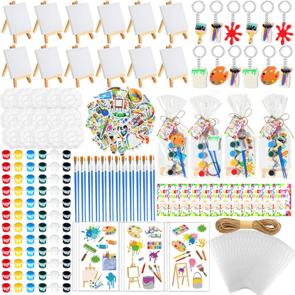 206 4 4 Inch Set HyDren Pcs Paint Party Favors Bulk x Canvas Easel and Watercolor Paint Palette Brush Stickers Puffy