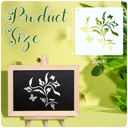Fainne 100 Pcs 2 Inch Stencils Small Stencils for Painting on Wood Reusable Painting Templates Crafts for DIY Scrapbook, Wood, Wall, Fabric, Rock, Chalkboard, Sign(Flower, Plants)