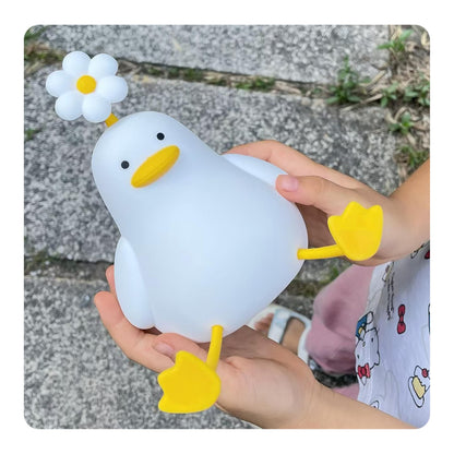 Icotoibabie Cute Flower Chick Night Light for Kids, Infants Soft Cute Flower Chicken Lamp Is Aesthetic Bedroom Decor, Food Grade Silicone Squishy Lamp Led Have 3 Levels Dimmable Lights Gifts for Women