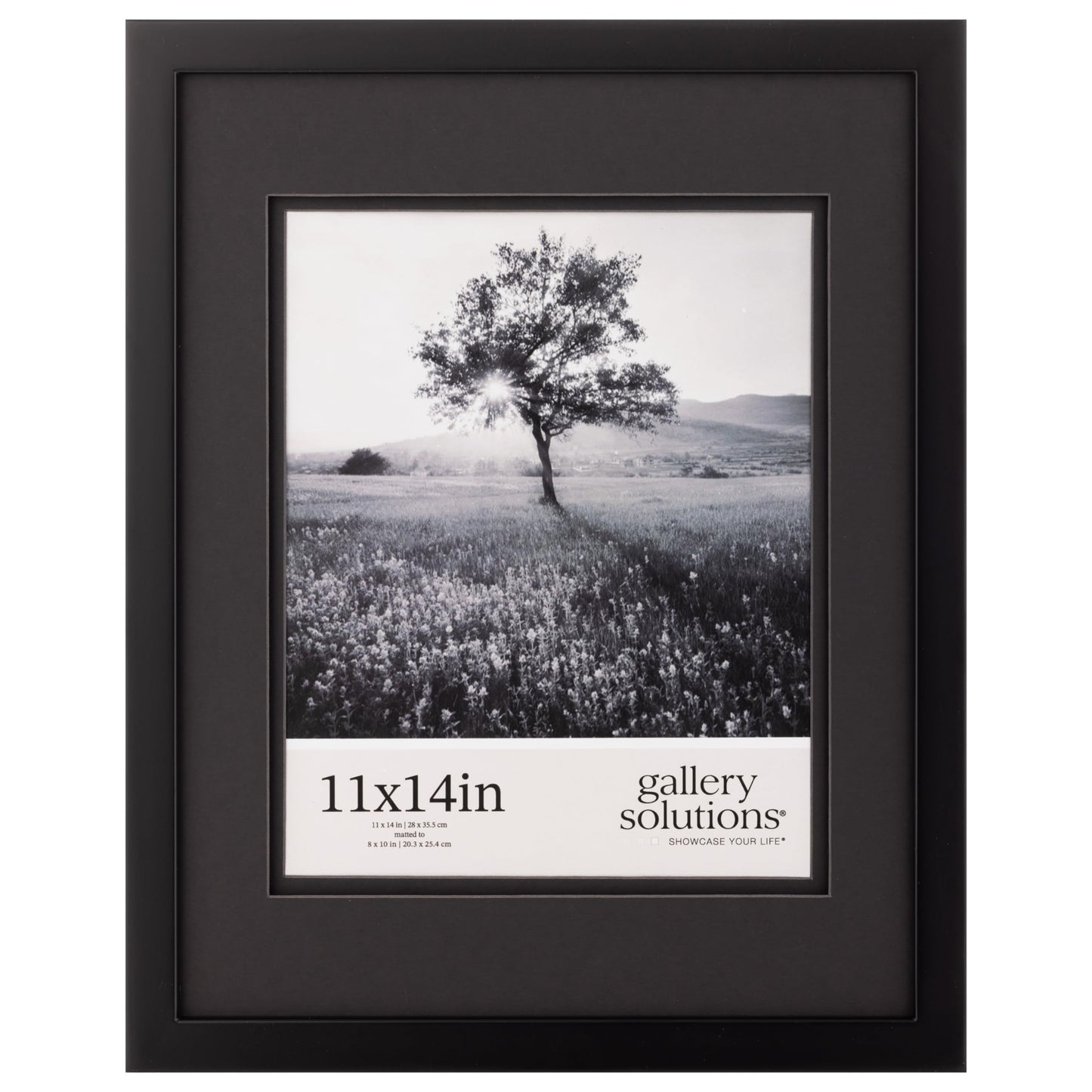 Gallery Solutions - Black Wood Wall Frame 11"x14" - Premium Quality - Rectangular Wall Mount - Classic Design for 8"x10" Photos - Ready-to-Hang - Enhance Your Home or Office Décor with this Elegant Frame - Ideal for Showcasing Memories