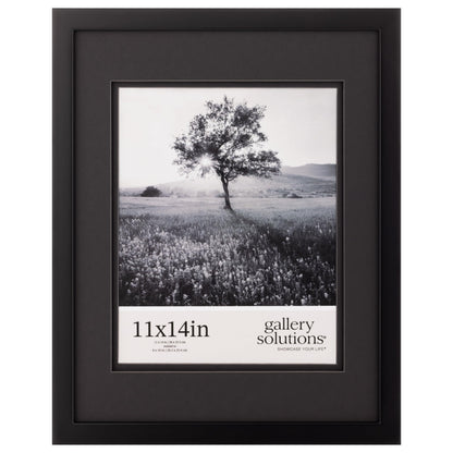 Gallery Solutions - Black Wood Wall Frame 11"x14" - Premium Quality - Rectangular Wall Mount - Classic Design for 8"x10" Photos - Ready-to-Hang - Enhance Your Home or Office Décor with this Elegant Frame - Ideal for Showcasing Memories