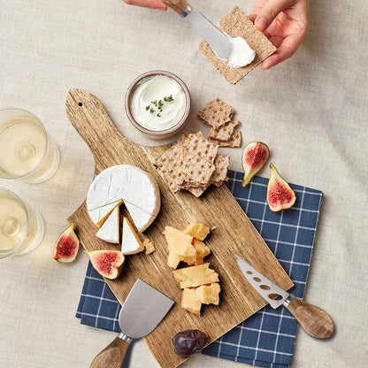 Esie Houzie Charcuterie Board Accessories - 6 Piece Cheese Knife Set Stainless Steel With Acacia Wooden Handle for Cheese Serving Cutting, Cheese Tools Butter Knife With Storage Bag Included Gift Set