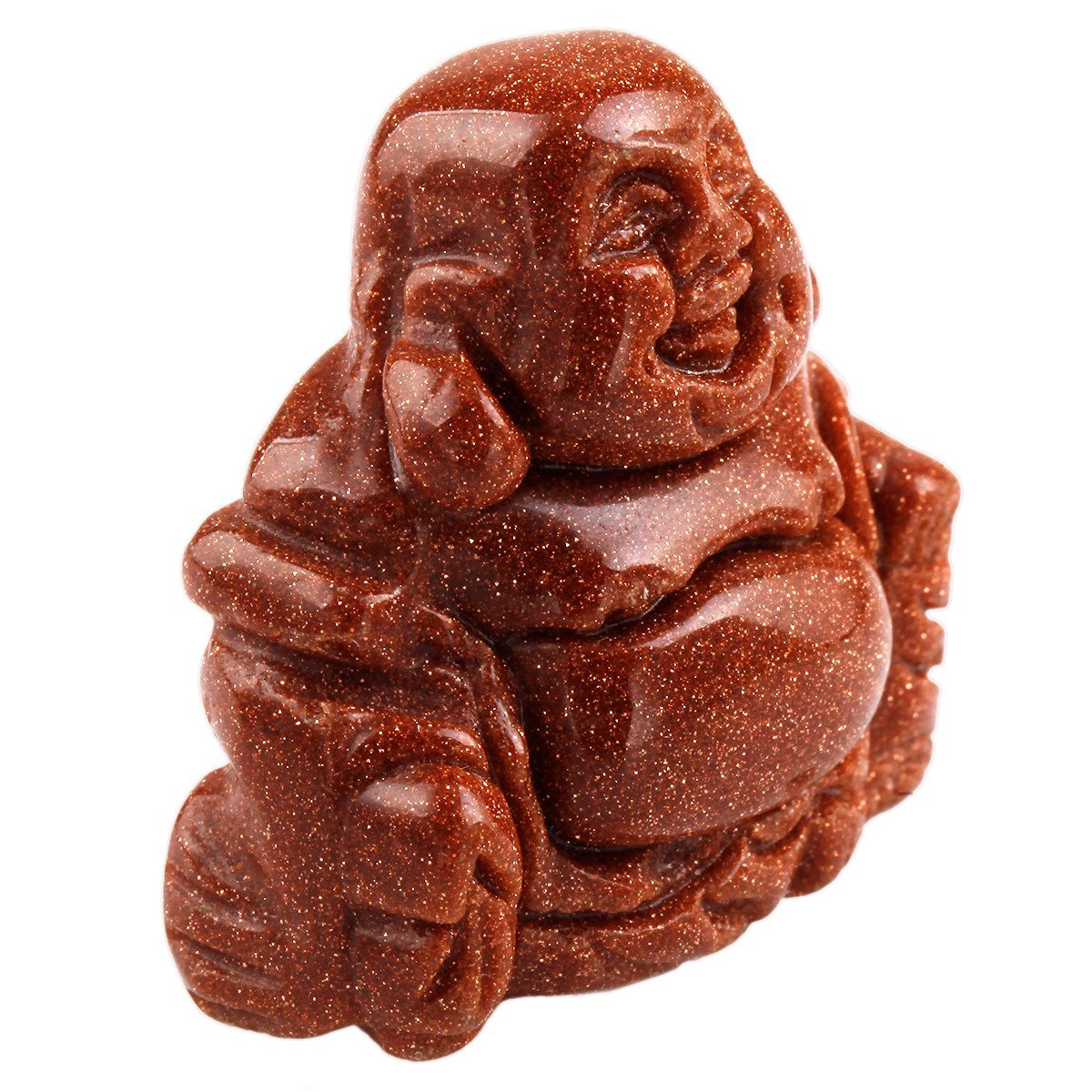 Rockcloud Healing Crystal Gemstone Carved Laughing Happy Buddha Feng Shui Figurines Wealth and Good Luck 1.5"