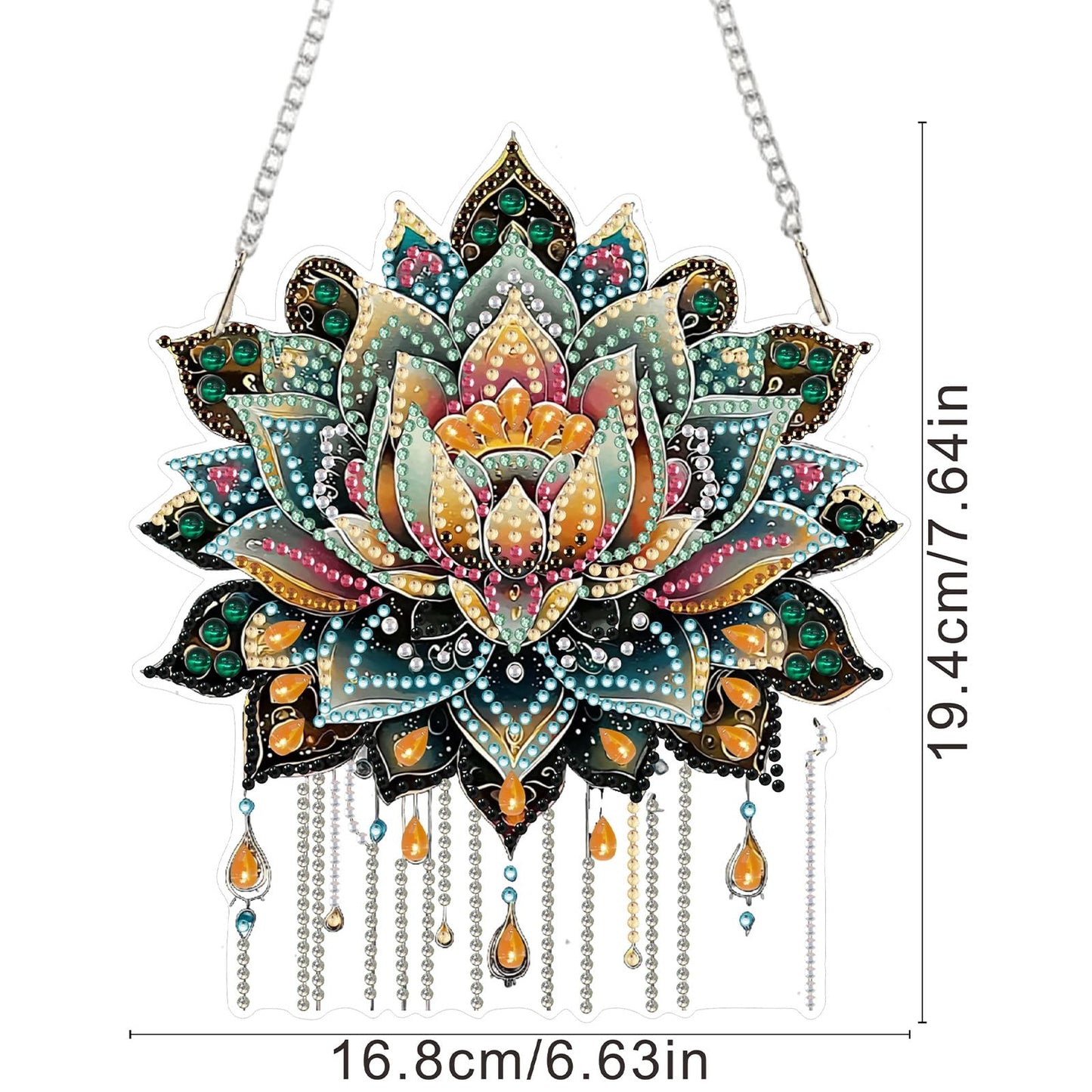 SENQAO Lotus Diamond Art Hanging Kit for Adult, Special Shaped Rhinestone, Double Sided DIY Acrylic Diamond Art Painting Window Pendants Home Garden Wall Hanging Kits Hanging Ornament