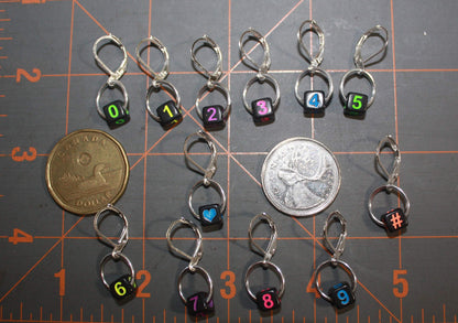 12 Numbered STITCH MARKERS for Knitting and Crochet, Progress Keepers. Locking, Removable, Crochet Earrings