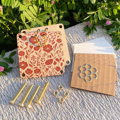 Happinit Pocket Flower Press, Small Flowers Press Kit, Micro Flower Pressing, Mini Plant Preservation Kit for Arts and Crafts Lovers (Gold)