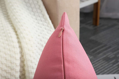 TangDepot Handmade Decorative Solid 100% Cotton Canvas Throw Pillow Covers - 2 Pieces, 16"x16", Pink