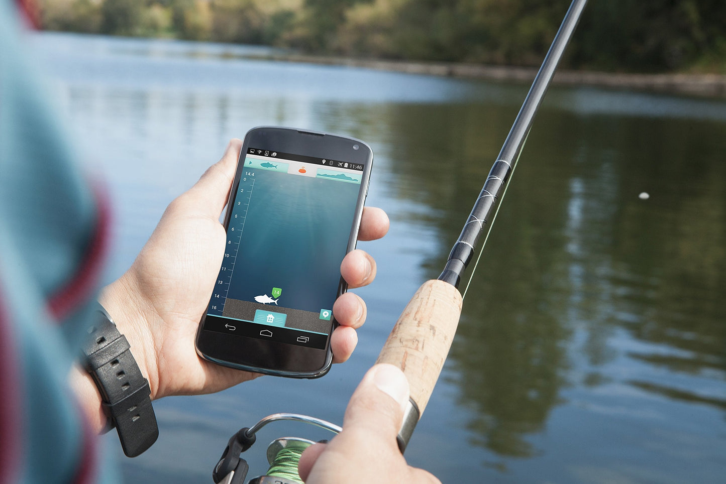 Reelsonar Portable Fish Finder Accurate Fish Depth Finder with Depth Range of 135 feet 10+ Hours Battery Life with iOS & Android App Wireless
