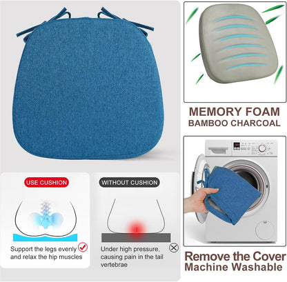 1 Pack 16" (1 SINOSSO Memory Foam Chair Cushions for Dining Chair, Friendly Woven Fabric U-Shape Comfortable Kitchen