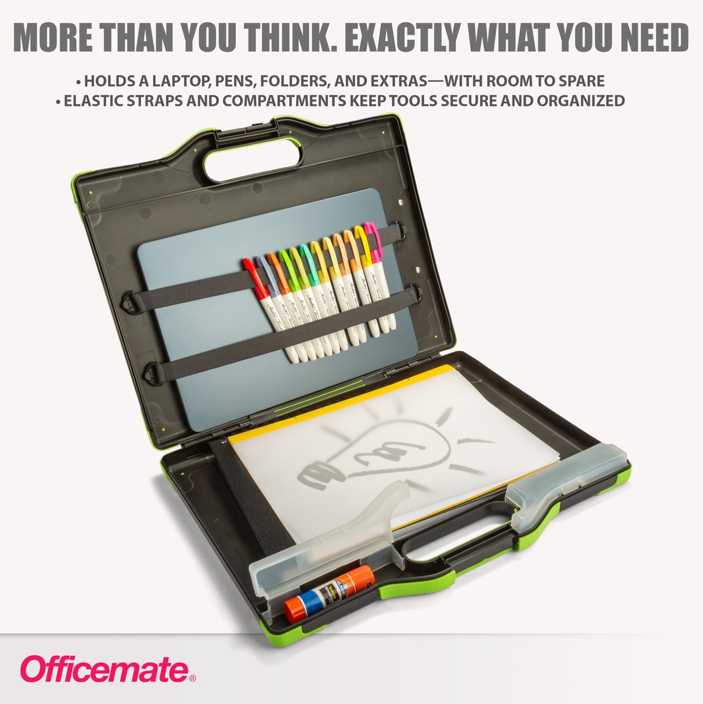 Officemate Carry All Clipboard Storage Box, Letter/Legal Size, Black & Green (83325)