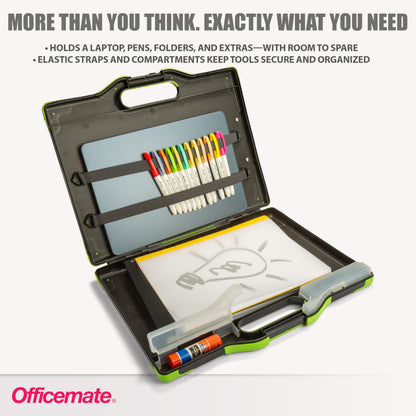 Officemate Carry All Clipboard Storage Box, Letter/Legal Size, Black & Green (83325)