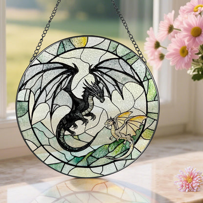 Stained Glass Window Hanging, Pauyadu 8 Inch Dragon Suncatcher Ornament, Stained Glass Suncatcher, Window Decor, Dragon Lovers Gifts, Gifts for Women, Men, and Friends