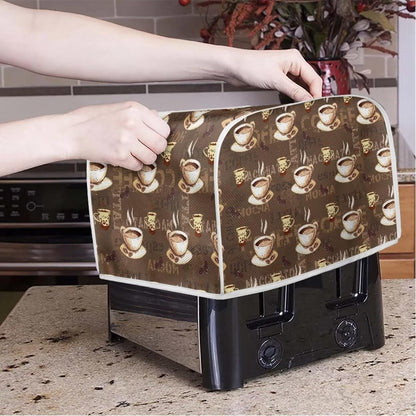Coffee Design 2 Slice Toaster Dust Covers, Decorative Lotus Print, Stain Resistant Kitchen Appliance Cover
