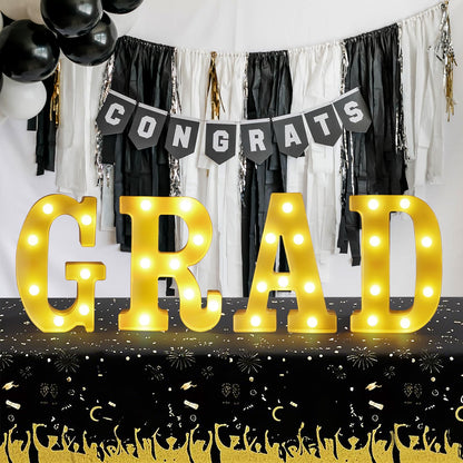LED Light Up Letters GRAD Sign for Graduation Party Decorations 2025,Congrats Grad Yard Signs,Table Decorations,Grad Letters & Party Supplies for Graduation Celebrations